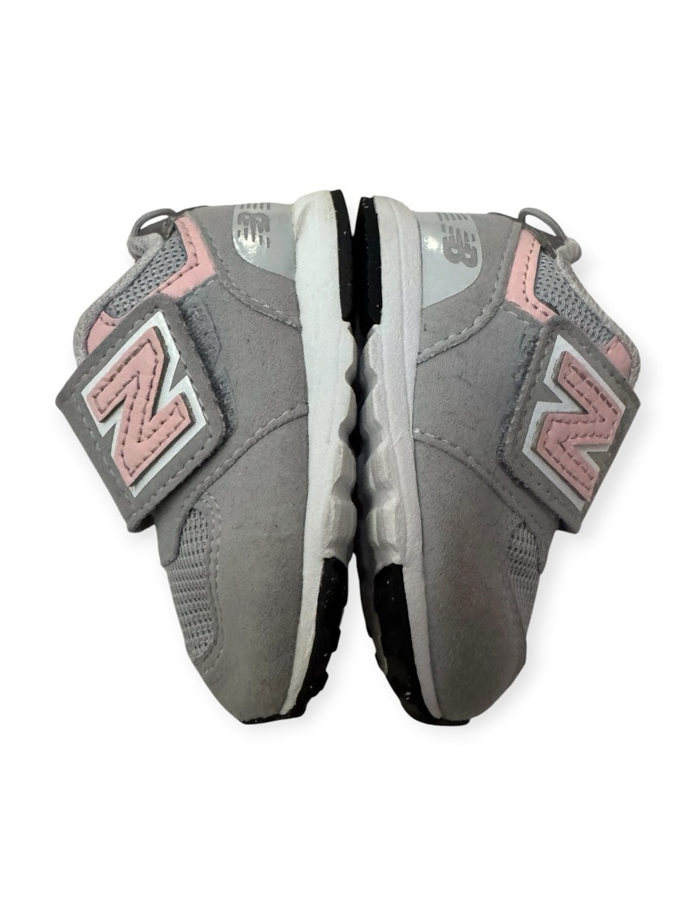 New Balance 574 NEW-B Gray Pink Hook & Loop baby Sneakers Size 2